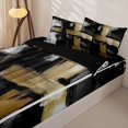 thumbnail image 3 of Erosebridal Abstract Brush Stripes Zipper Twin Comforter Sets with Fitted Sheet and 2 Pillowcases,Graffiti Lines Art Zipper Bedding Set For Girls,Black Reversible,4pcs, 3 of 7