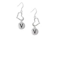 thumbnail image 2 of Delight Jewelry Silvertone Capital Letter - V - Pebble Disc - Open Heart French Earrings, 2 of 4