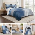 thumbnail image 6 of Twin XL Quilt Set 68''x98'', Navy Blue Ombre Lightweight Summer Bedspread Coverlet Set with 2 Pillow Shams, Modern Oil Painting Geometric Breathable All Season Quilt Bedding for Dorm/Guest Room, 6 of 9