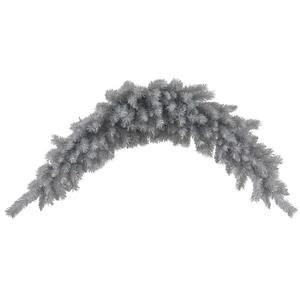Vickerman Unlit 6' Silver White Pine Artificial Swag Garland featuring 240 PVC Tips