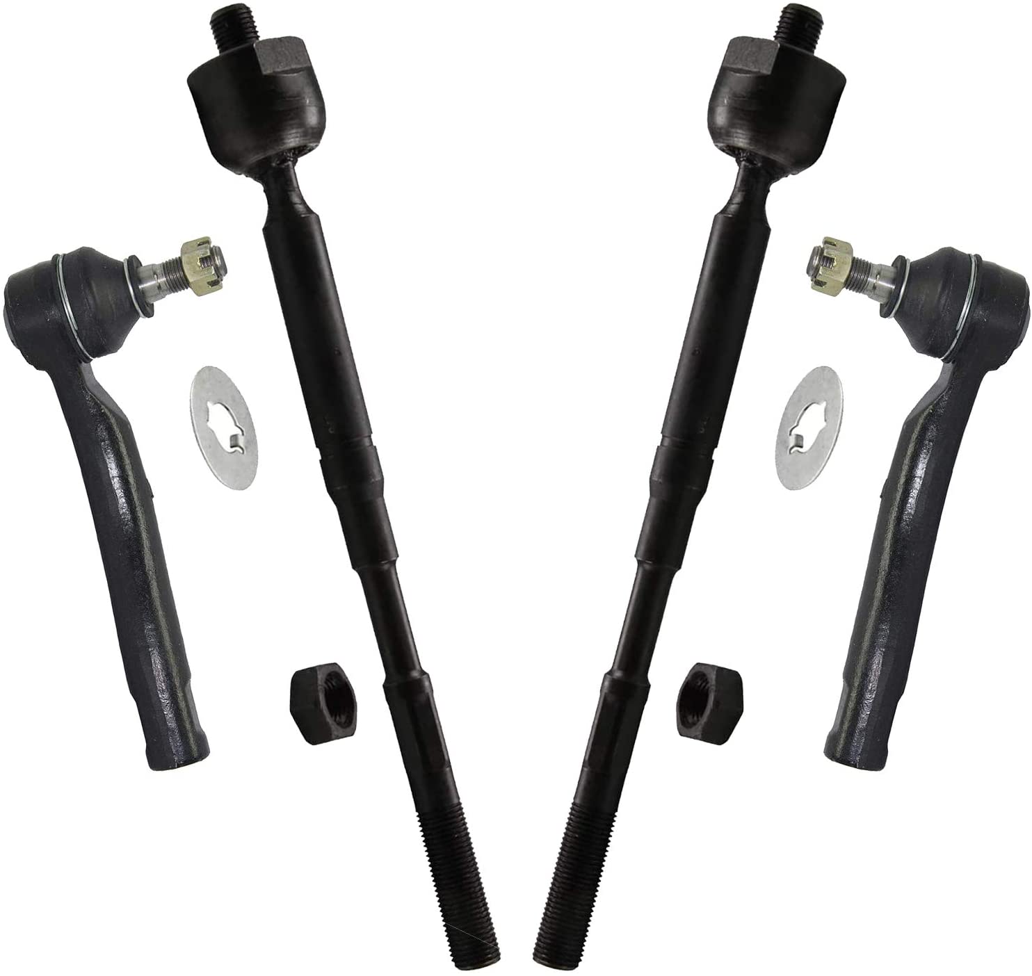 Detroit Axle - Front 4pc Tie Rods for 03-08 Toyota Corolla, 4 Outer and Inner Tie Rod Ends 2003 2004 2005 2006 2007 2008 Replacement