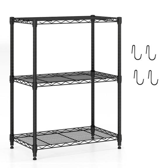 Biotree 3-Tier Metal Storage Shelving Unit with V-Shaped Wire Rack, 450 LBS Capacity Garage Storage Shelves Utility Rack for Kitchen Pantry Basement Office, Black