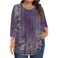 thumbnail image 2 of YLHFASHION T-Shirts Décontractés pour Femmes Grande Taille Manches 3/4 Col Rond Mignons Tuniques Hauts T-Shirts Basiques Blouses Tee de Travail Business Haut Liquidation T-shirt à Manches Longues pour Femmes, 2 of 5