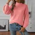thumbnail image 4 of AGWOLF Womens Fall Sweater Cozy Lantern Long Sleeve Knit Tops Solid Mock Neck Loose Jumper Fall Travel Pullover, 4 of 5