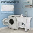 thumbnail image 4 of VINGLI Utility Sink Laundry Tub for Washing Room, Freestanding Utility Sink with Stainless Steel Faucet, (White, 19.7"W x 18.9"D x 33"H), 4 of 18