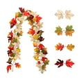 thumbnail image 2 of Artificial Maple Leaf Garland | Halloween Multicolor Rattan Hanging Vine with Mini Pumpkins | Faux Plastic Foliage Fall Decoration for Home Fireplace Party | 1pc 175cm (68.9in), 2 of 6
