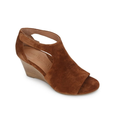 

Gentle Souls by Kenneth Cole Womens Lunette 75 Hooded Leather Wedges Brown