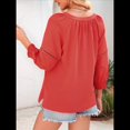 thumbnail image 4 of Blusas de 3/4 para Mujer, Plisadas, Informales, de Negocios, con Cuello en V, Holgadas, para Oficina Rojo L, 4 of 7