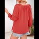 thumbnail image 4 of Blusas de 3/4 para Mujer, Blusas Plisadas Informales de Negocios con Cuello en V, Camisas Holgadas de Oficina Rojo XXL, 4 of 7