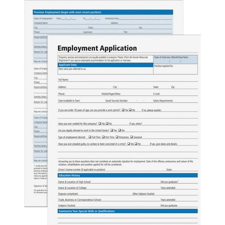 UPC: 0053926601028 | Adams Application for Employment