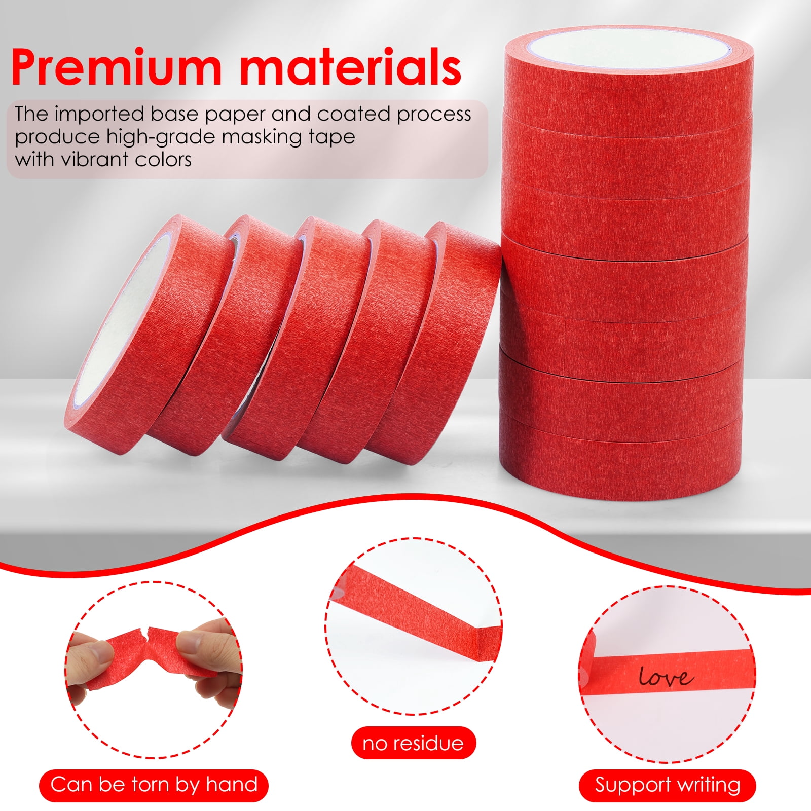 AEVXKHI 12 Rolls of Masking Tape, 0.98 x 787.4inch Heat Resistant Painters Tape Clean Removal for DIY Crafts Wall Decor Painting