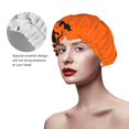 thumbnail image 2 of KLL Halloween Bats Pattern Shower Cap & Bath Cap for Women,Reversible Oversized Waterproof Shower Caps for all Hair Lengths,Elastic Reusable Bathing Hair Cap, 2 of 6