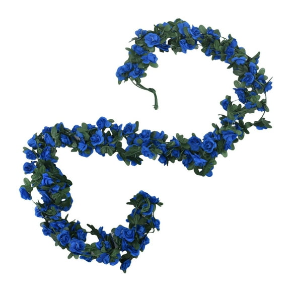 Guanhe Artificial Rose Vine 45 White Champagne Flowers Hanging Floral Garland for Wedding Arch Garden Background Engagement Decor,Hanging Rose Vine,Sapphire Blue,45 Head