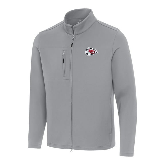 Men's Antigua Gray Kansas City Chiefs Objection Full-Zip Jacket