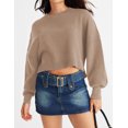 thumbnail image 3 of Rosvigor Womens Cropped Sweaters Oversized Knitted Warm Pullover Side Split Jumpers, 3 of 6