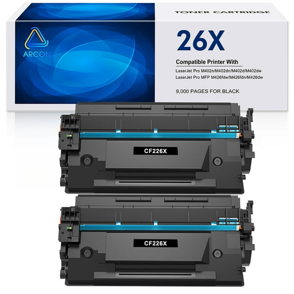 26X CF226X Toner Cartridge 2 Pack High Yield Compatible for HP 26X CF226X 26A CF226A Laserjet Pro M402dn M402n M402dw MFP M426fdw M426fdn M426dw M402 M426 CF226XC Printer Ink Black