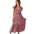 thumbnail image 1 of Robe d'Été Longue à Motif Floral : Robe Bohème Élégante à Col en V, Robe de Plage Décontractée pour Femme, 1 of 4