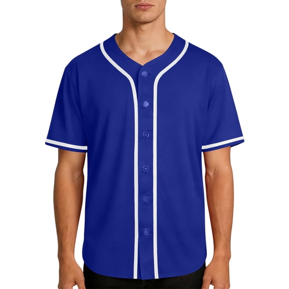 LMOIPLI Baseball Jersey for Men Hipster Hip Hop Sports Uniforms Shirts Short Sleeve Button Up Quick Dry Shirts Blue M