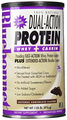 Bluebonnet 100% Natural Dual Action Protein Powder, Chocolate, 16.8 Oz