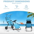 thumbnail image 6 of Aboron 2 in 1 Foldable Beach Chair with Integrated Wagon Pull Cart Combination, Sky Blue, 6 of 9