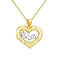 thumbnail image 1 of 14k Two-tone Gold Open Heart '#1 Mom' Mother's Day Pendant with Square Wheat Chain, 1 of 3