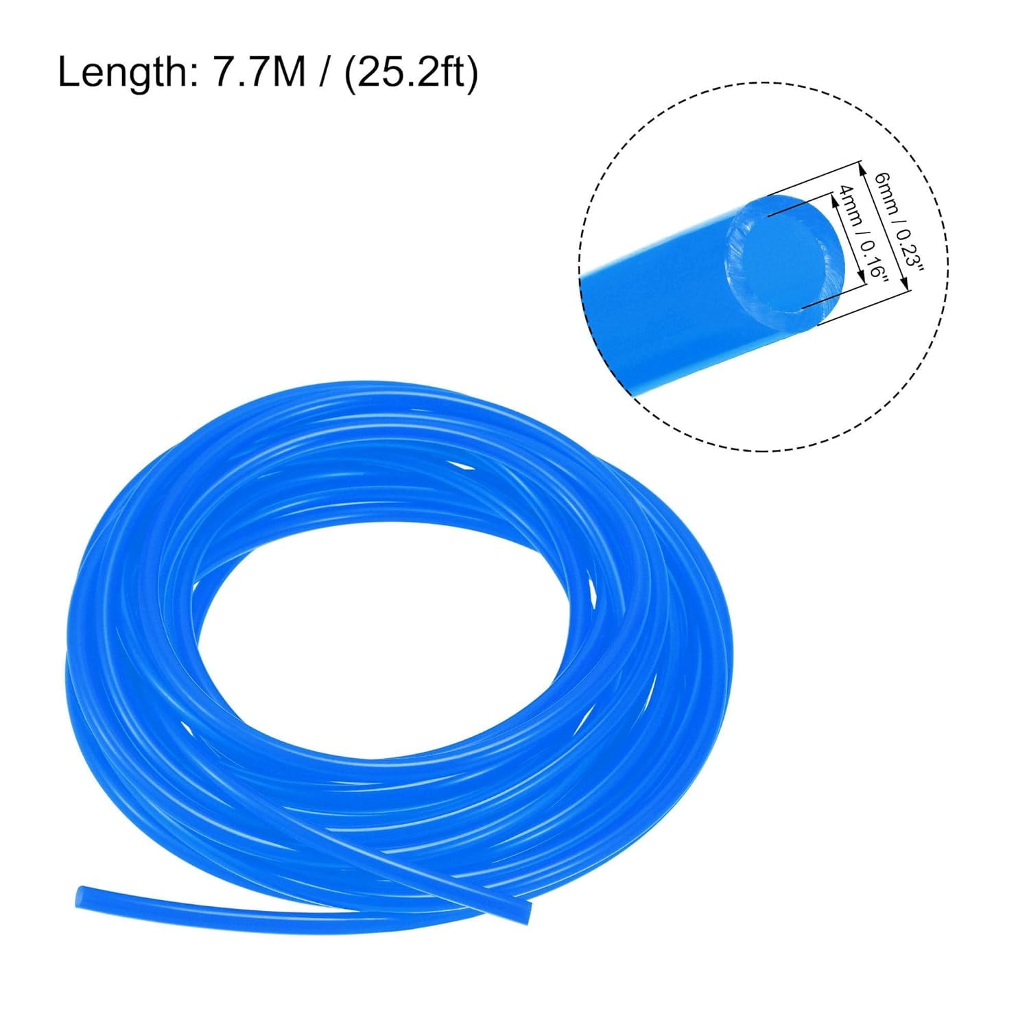 MKEUDQ-Pneumatic Tubing, Air Compressor Tube Hose PU Air Line Hose 4mm ID x 6mm OD x 7.7m/25.2Ft Blue