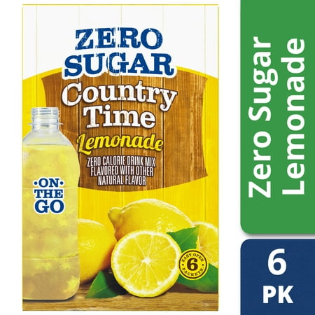 (4 Pack) Country Time On-The-Go Sugar-Free Lemonade Powdered Soft Drink, 6 - 0.83 oz (Best In Stimulation Drink)