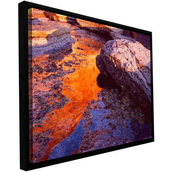 ArtWall Dean Uhlinger "Sunset Cliffs Reflection" Floater Framed Gallery-Wrapped Canvas