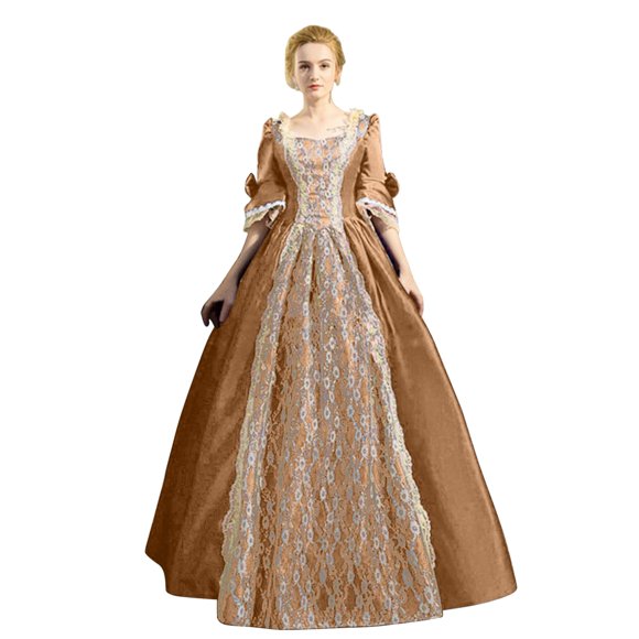 Kcodviy Cocktail Dresses for Women Gothic Clothing for Women Plus Size Gothic Style Medieval Wedding Dresses for Women Vintage Midi Dress Croset Long Flare Sleeve A Line Party Dress