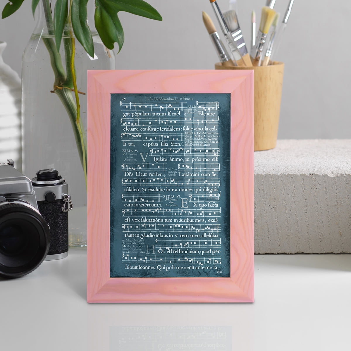 Graphic Songbook I -Framed Print w/glass-Sunset Pink