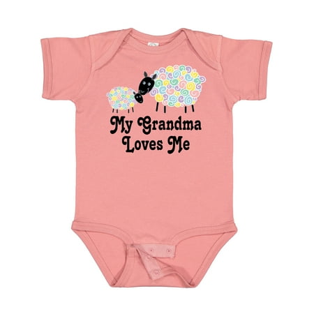 

Inktastic My Grandma Loves Me Sheep Lamb Childs Gift Baby Boy or Baby Girl Bodysuit