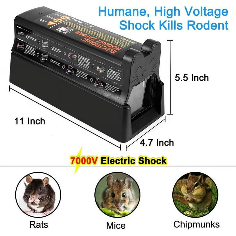 Electric Rat Trap That Kill Instantly, Upgraded Electric Mouse Trap with 7000V High Voltage Shock, Size: 11