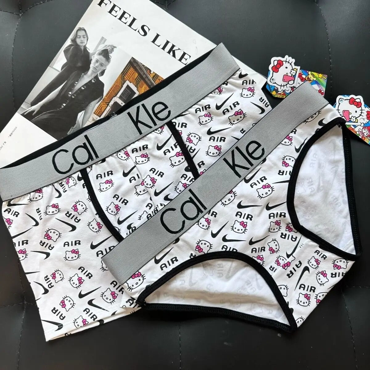 Hello Kitty Couple Underwear Set Anime Cartoon Girls Bra Thong