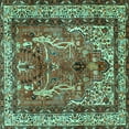 thumbnail image 1 of Ahgly Company Indoor Square Persian Turquoise Blue Traditional Area Rugs, 7' Square, 1 of 4