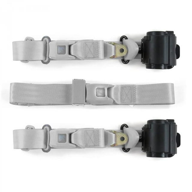 Ford 1932 Model B Standard 3 Point Gray & Grey Retractable Bench Seat Belt Kit - 3 Belts