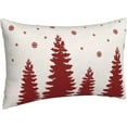 thumbnail image 4 of Christmas Pillow Covers 12x20 Inch Set of 2 Cream Red Christmas Tree Snowflakes Decor Throw Pillows Winter Xmas Holiday Outdoor Lumbar Cushion Cases for Couch Bed Decorations, 4 of 5