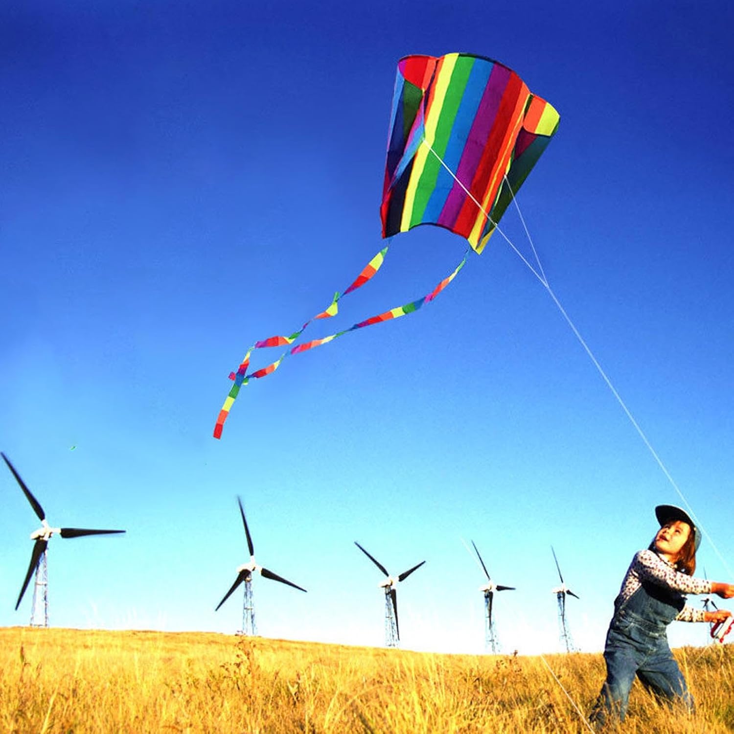 1 PCS Kite For Children, Rainbow Kite Colorful Pocket Kite with Long Tail, Easy Flyer Kite With String Line, Beach Game Outdoor Activities for Beginner, Kids and Adult, Gift to Boys Girls