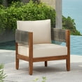 thumbnail image 3 of Christopher Knight Home Outdoor Wood Tub Chair with Woven Rope Armrest,  Beige Cushion, Teak Finish, 3 of 13