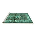 thumbnail image 2 of Ahgly Company Machine Washable Indoor Square Persian Turquoise Blue Traditional Area Rugs, 3' Square, 2 of 4