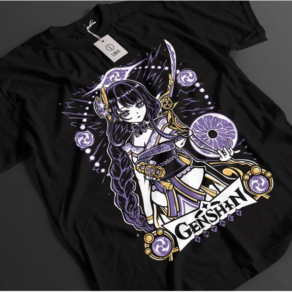 VINTAGE Genshin Impact Shirt Zhongli Tshirt Ei T-Shirt Venti Top Hu Tao Kazuha Anime Tee