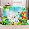 thumbnail image 3 of Green Leaves Floral Throw Blanket Flowers Sky Decor Gifts for Wife Mom Women Kids Girls for Birthday Christmas Valentine''s Day Presens Soft Warm Premium Plush Throw Blanket 50"x60", 3 of 6