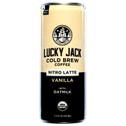 Lucky Jack Cold Brew Coffee, Nitro Latte Vanilla with Oat Milk | 7.5 fl oz Cans, 12 pack, 130 mg Caffeine | USDA Organic, Gluten Free, Nut Free