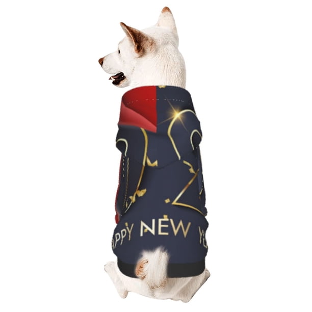 Balery 2025 New Year 2 Sudadera con Capucha para Perros Pequeños – Ropa para Mascotas, Disfraz para Perros y Gatos, Ideal para Fiestas y Cosplay-Large