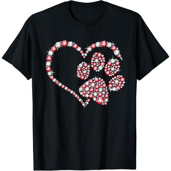 Animal Rescue Shirt Dog Paw Print Heart For Valentines Day T-Shirt