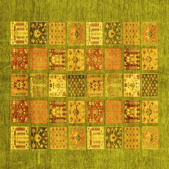 Ahgly Company Indoor Square Abstract Yellow Modern Area Rugs, 8' Square