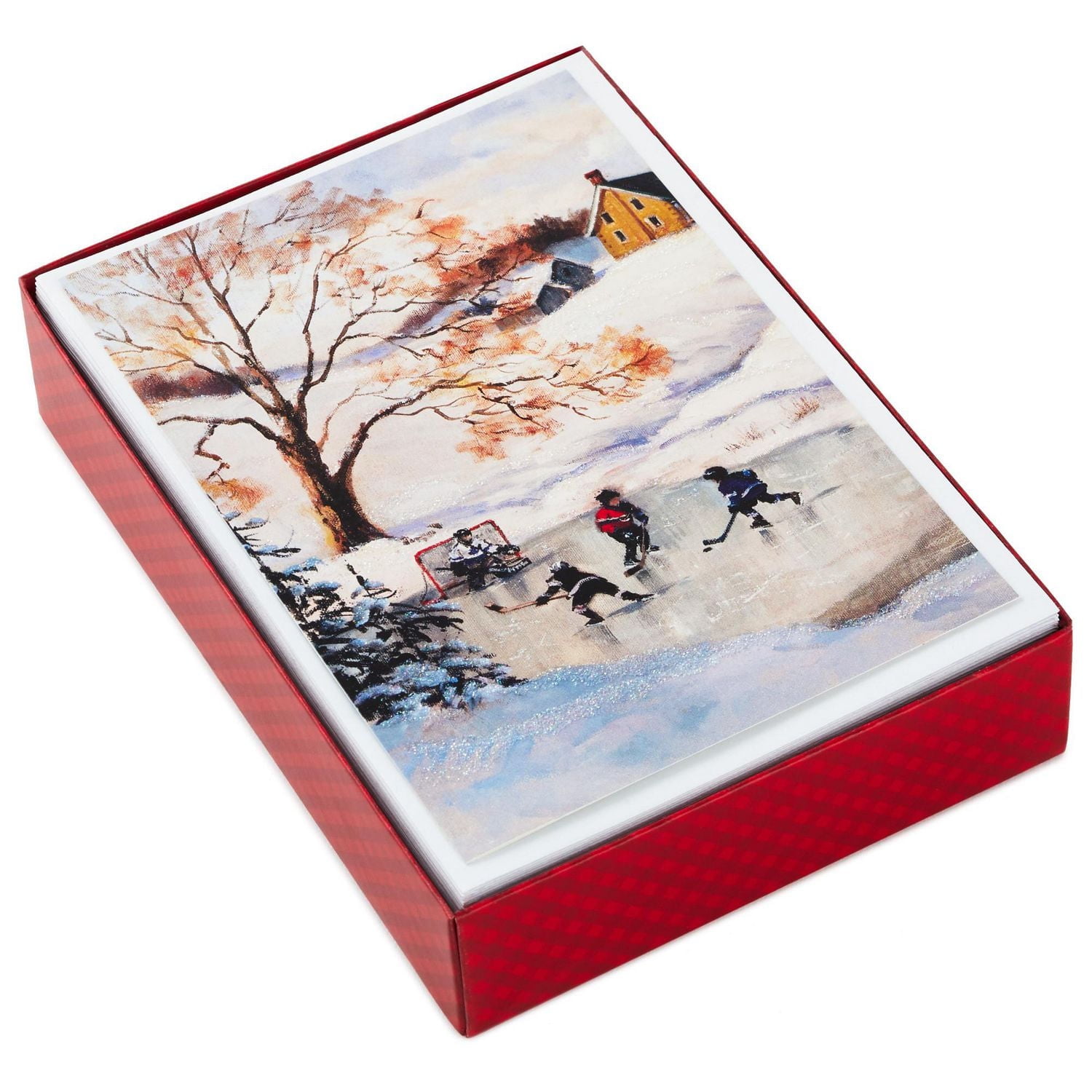 Image Arts Boxed Christmas Cards (Winter Pond Hockey Scene), 30 ct.