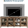 thumbnail image 5 of GarveeHome TV Stand for 65 Inch TV, Mid Century Modern Entertainment Center with 4 Sliding Glass Doors and Storage Cabinets, Media Console, Retro Brown, 5 of 7