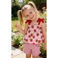 thumbnail image 4 of Aideaone Toddler Girls Summer Outfit 2 Piece Ruffle Sleeveless Shirts Tops Shorts Set Clothes for Baby Girl Sizes 2T-5T, 4 of 5