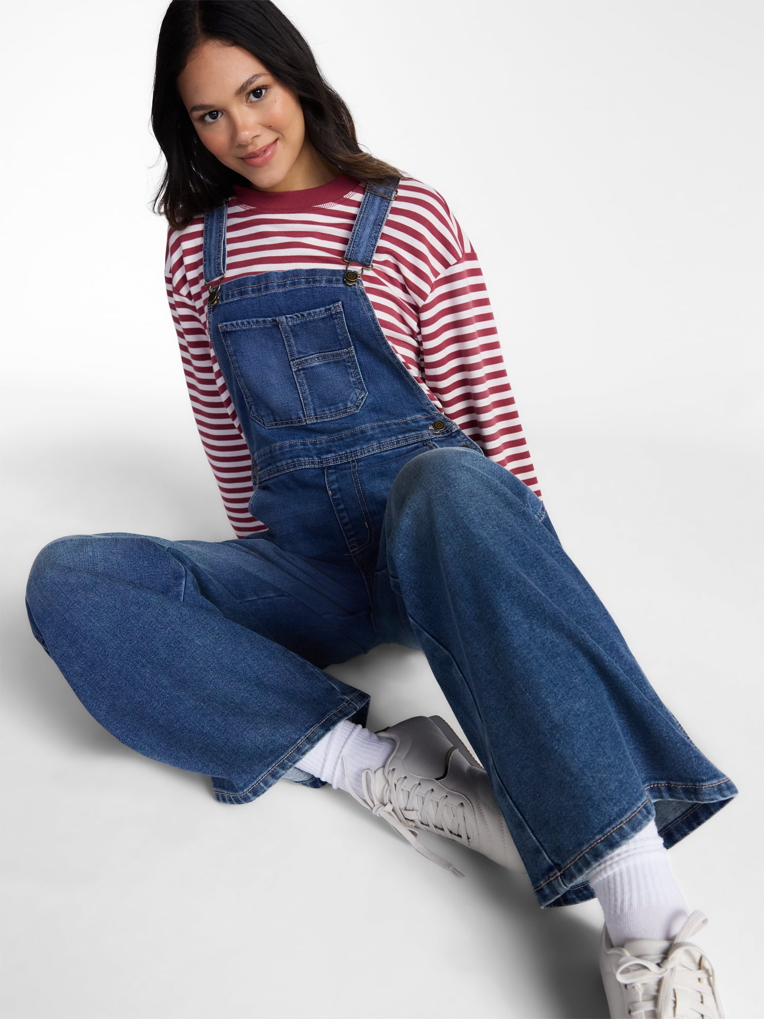 No Boundaries Wide Leg Baggy Overalls, Women's XXS-XXL