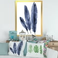 thumbnail image 3 of Designart 'Navy Blue Tropical Banana Leaves On White' Tropical Framed Art Print, 3 of 4